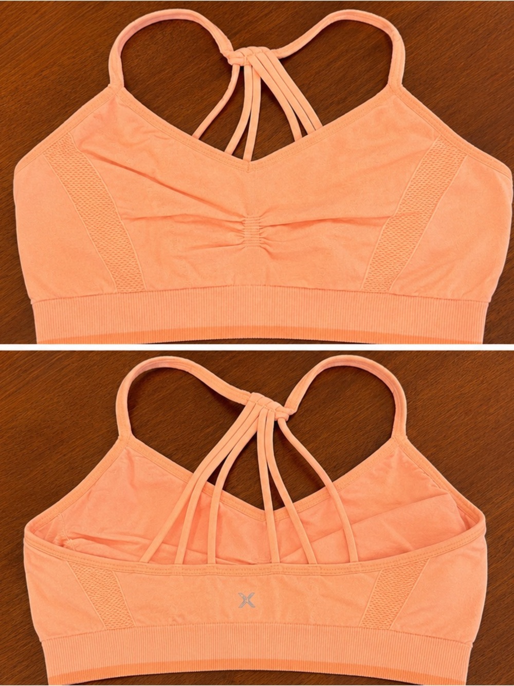 Source Unknown Peach Strappy Back Seamless Sports Bra